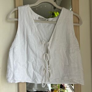 Abercrombie & Fitch White Tie-Front Tank Top